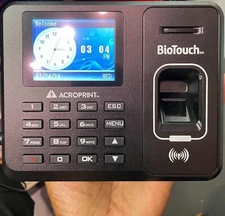 Acroprint BioTouch Biometric Time Clock, Hours/Minutes/Seconds, Silver - Only $2