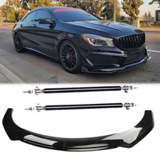 Glossy Black Front Bumper Chin Lip Spoiler Body Kit For Mercedes-Benz CLA