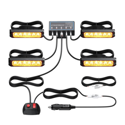 4x Frontblitzer 12 Blinkmodi LED Blitzlicht Warnleuchte Strobe Licht 12V-24V KFZ