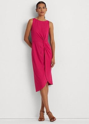 Lauren Ralph Lauren Women's Twist-Front Stretch Jersey Dress, Pink, 2