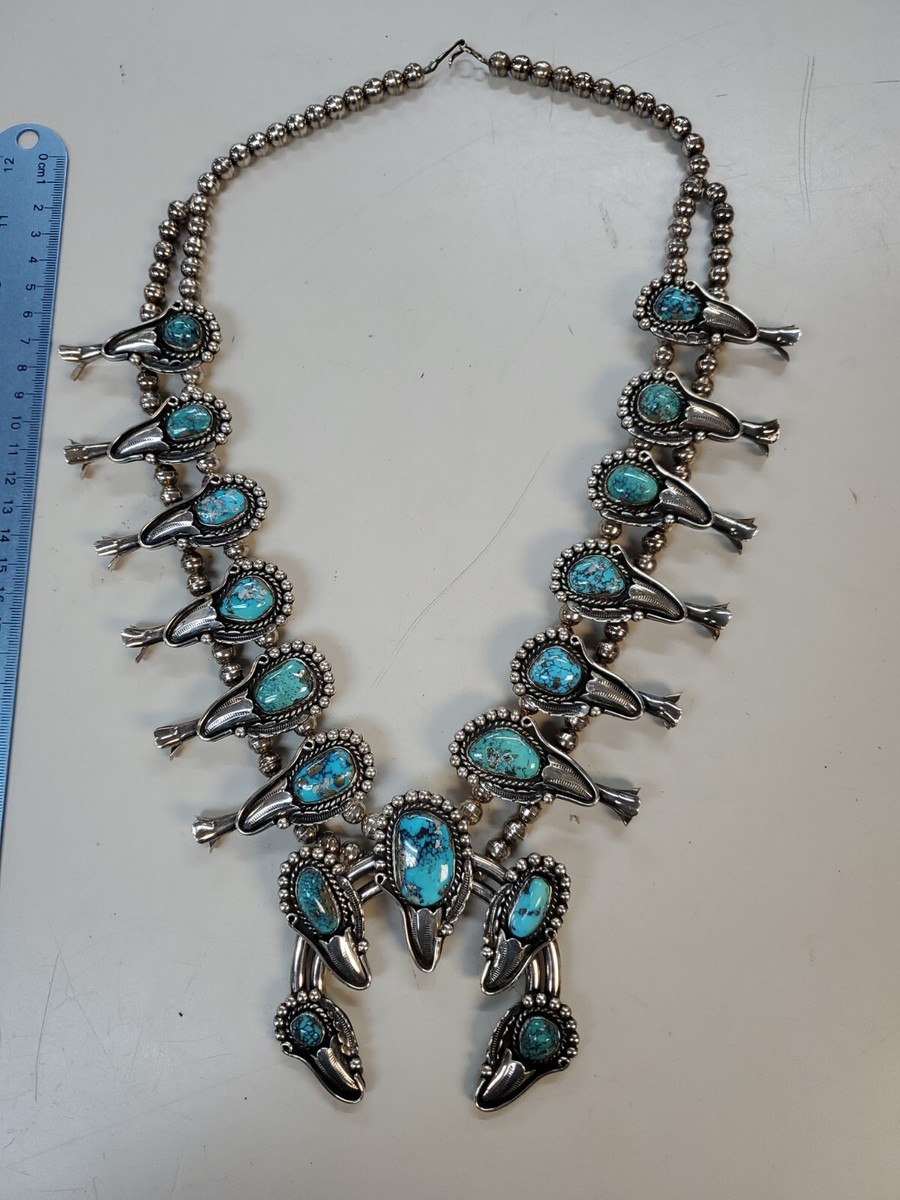 【未使用】Navajo Squash Blossom　ピアス　シルバー925 Vintage Handmade Navajo Silver Squash Blossom Earrings