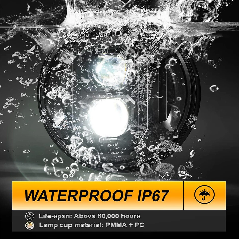 2x Faros LED redondos DOT de 7 pulgadas haz alto y bajo para camioneta Chevy C10 C20 Foto 2 de 4