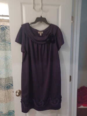 dressbarn purple dress White Mark Women's Solid Fit and Flare Dress, Lilac, Large