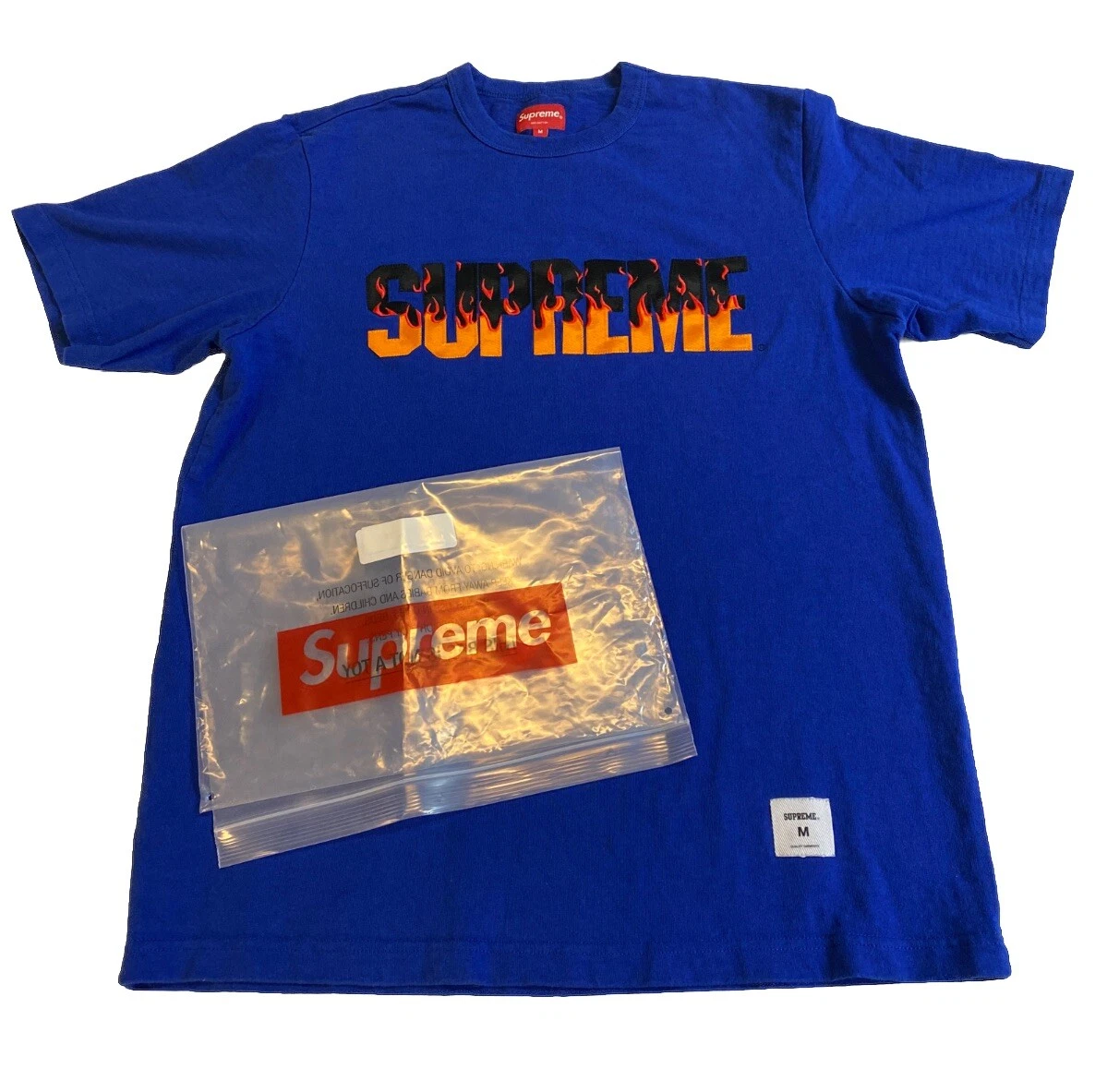 Supreme FW19 Flame Royal S/S haut logo manches courtes unisexe taille moyenne FW19KN91