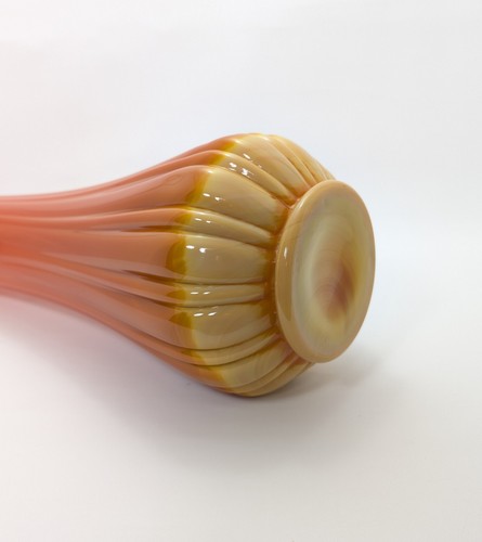 "Florero de vidrio artístico acanalado oscilante naranja agridulce MCM LE Smith vintage 22 3/4"" usado en excelente estado" - Imagen 5 de 12