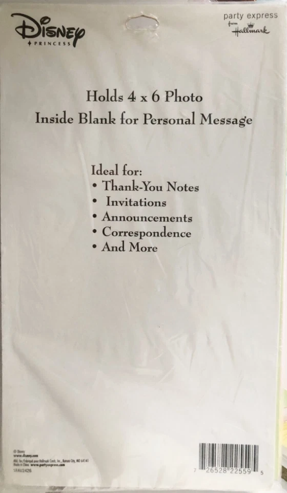 Hallmark Disney PRINCESS Blank Photo Cards Invitation Announcement Thank You 12 - Image 2 of 3