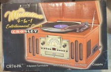 Crosley Enter. Center AM/FM Radio CD Record Player Turntable Vintage Retro Style