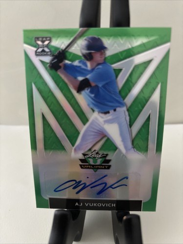 2020 Leaf Valiant Draft Green Refractor 1st AUTO AJ VUKOVICH #D to 99 D"backs RC