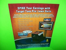 Incredible Tech 2009 Target Toss Pro LAWN DARTS Original Video Arcade Game Flyer