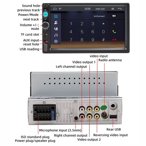 Single 1DIN 7" Touchscreen Stereo Bluetooth Radio Auto Apple/Android Carplay GPS - Bild 12 von 12