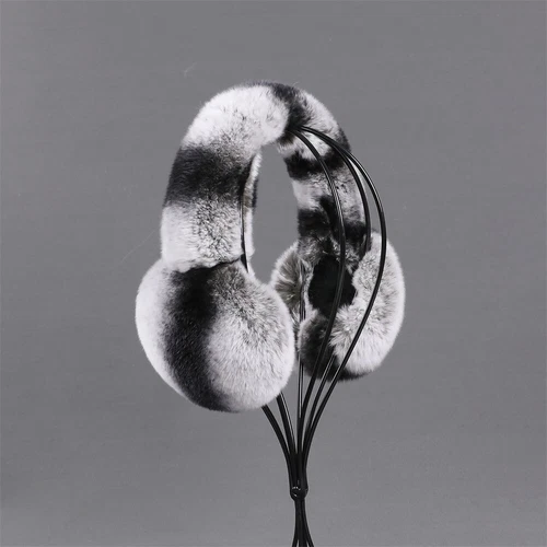 Unisex Winter Ohrenschützer echt Rex Kaninchenfell Ohrenwärmer Kopfbedeckung faltbar - Bild 28 von 28