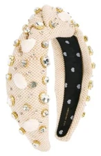 $195 - Lele Sadoughi Shellona Crystal Knotted Headband in Silver Sand