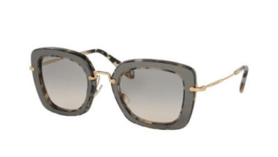 MIU MIU MU07OS DHE3H2 52 Gray Foil Leather Gold Square Metal