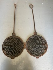 1 Original Pair of French 19th Century Antique Cast Iron Waffle Maker J &F 66cm