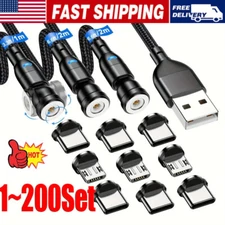 180°+360° Rotate Magnetic Charger Cable Phone Fast Charging Type C Micro USB Lot