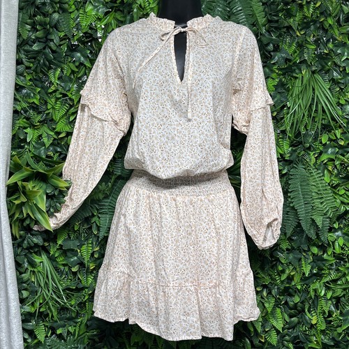 CHARLIE HOLIDAY ANTHROPOLOGIE Dress Women 4 Orange Floral Bohemian Cottage 2803
