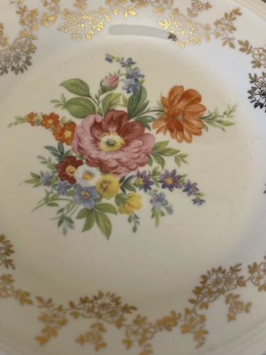 Edwin M.Knowles Semi Vitreous Vtg Wild Rose 6 3/8” Bread Plate Set of 5 - Picture 10 of 12
