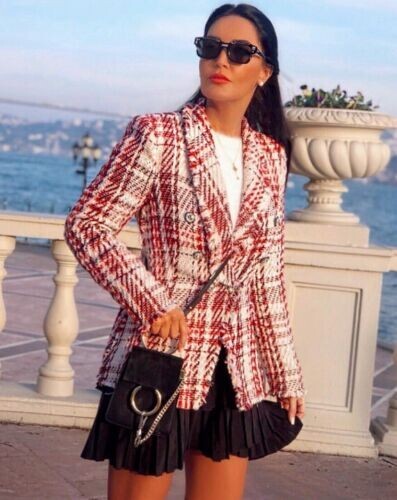 NEU OHNE ETIKETT ZARA JUWELEN KNOPF TWEED JACKE BLAZER Gr-XS $ 149 - Bild 6 von 17
