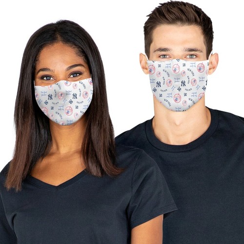 New York Yankees Fanatics - Adult - All Over Logo Face Covering 3-Pack Masks - Picture 5 of 5