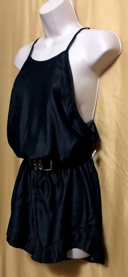 Ambiance Juniors Damas Negro 1 pieza Mameluco Mono Ajustable correas volantes L Foto 3 de 4