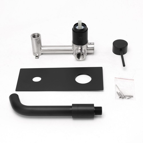 Matte Black Round Kitchen Mixer Spout Basin Faucet Shower Head Wall Rail Arm Set - Picture 91 of 225