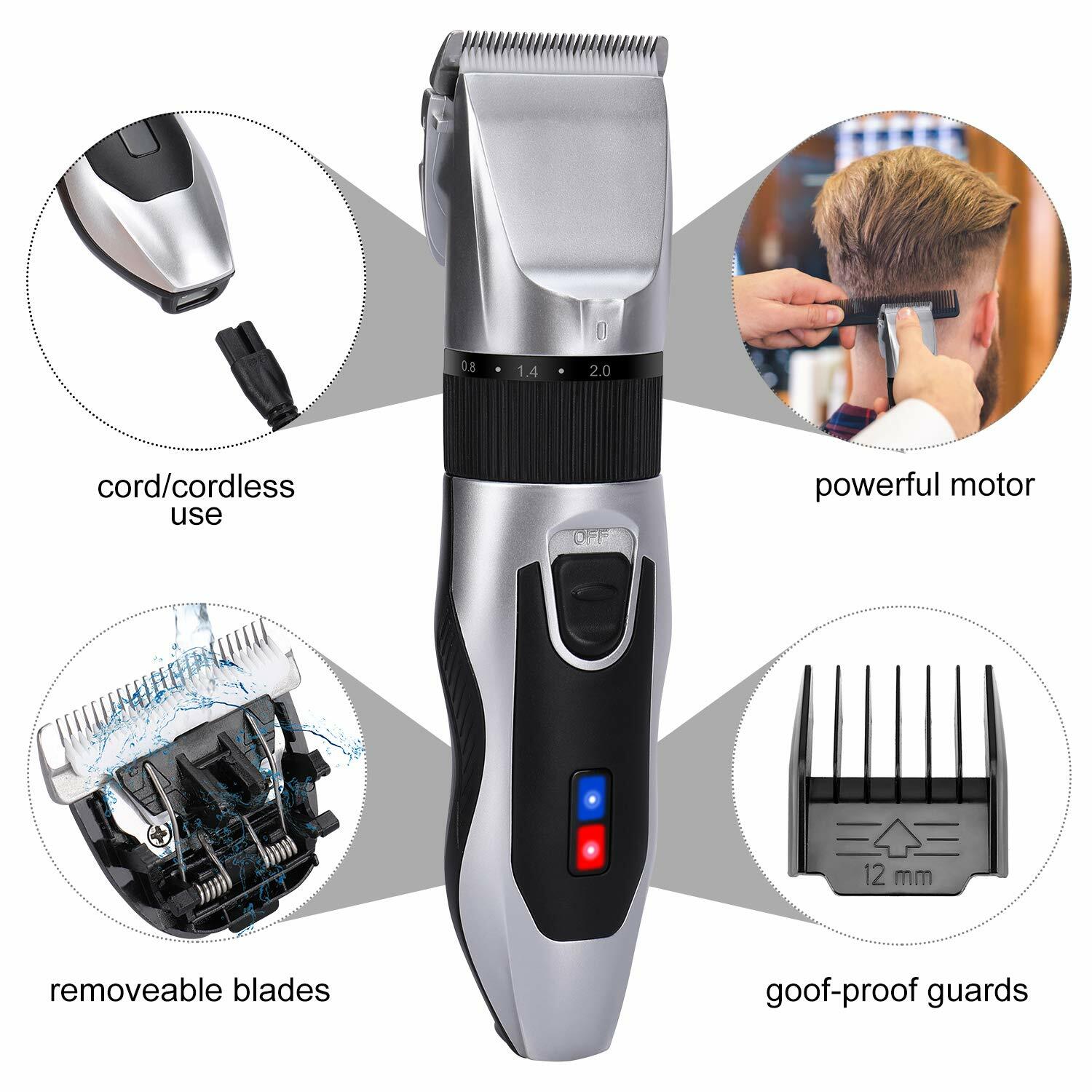 MIAODAM Professional Hair Clipper Hair Clipper Kit Trimmer Set  3mm/6/9/12/18mm