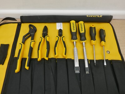 STANLEY 7-TEILIGES WERKZEUGSET GRIFFE ZANGEN SCHNEIDER SCHRAUBENDREHER & MEISSEL + WERKZEUGROLLE
