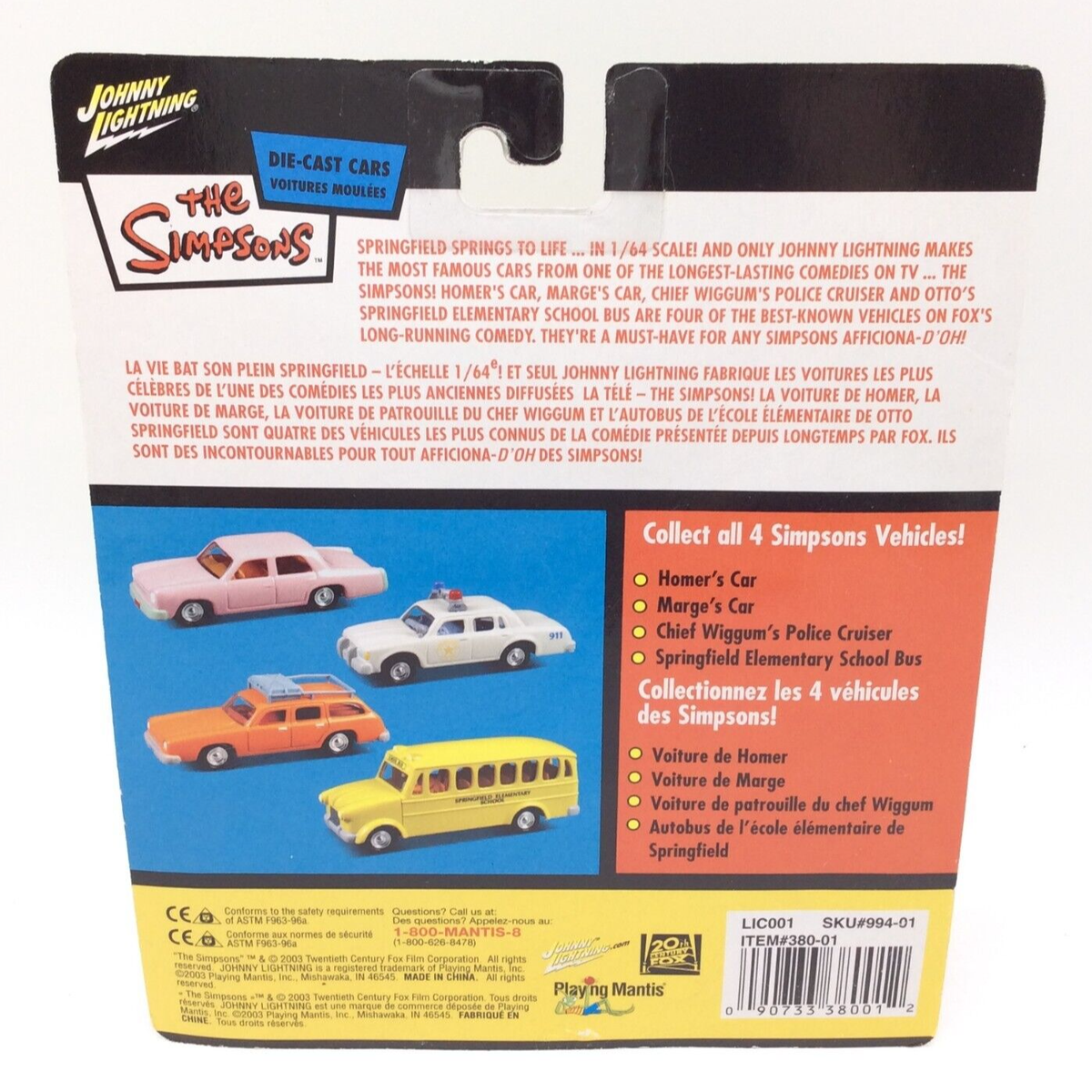 Johnny Lightning The Simpsons SPRINGFIELD ELEMENTARY SCHOOL BUS 1