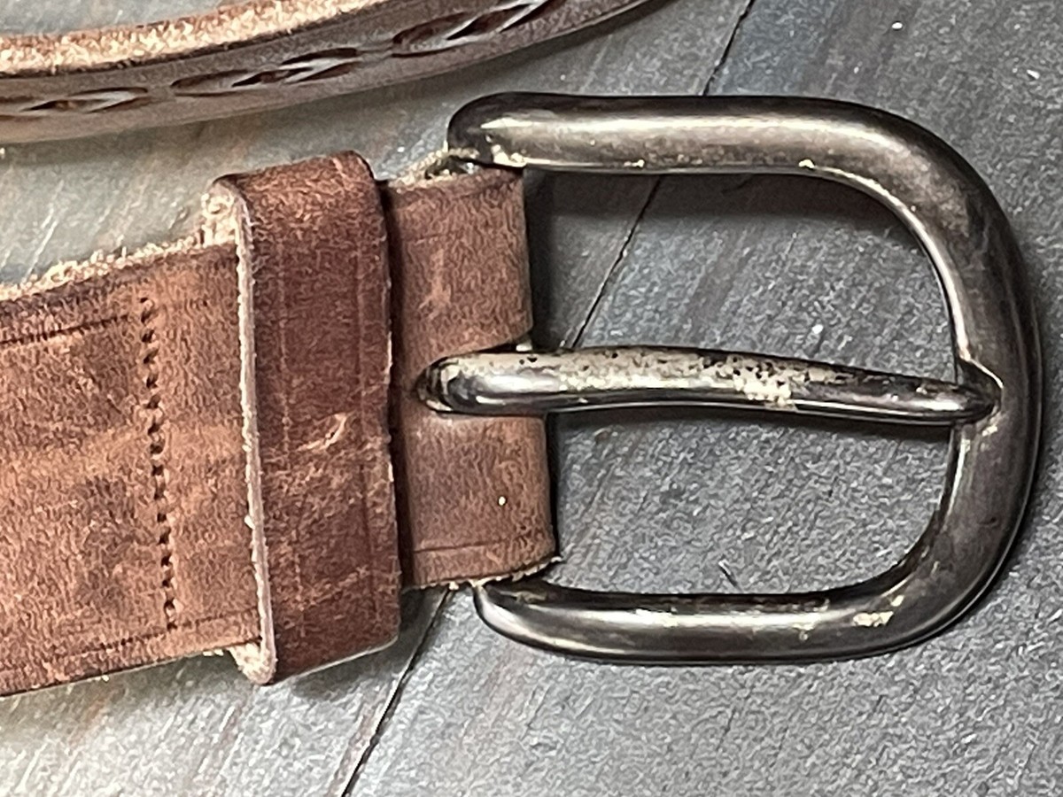 VERMILLION LEATHER BELT BROWN W Laser Cut DESIGN SILVER  display picture 2
