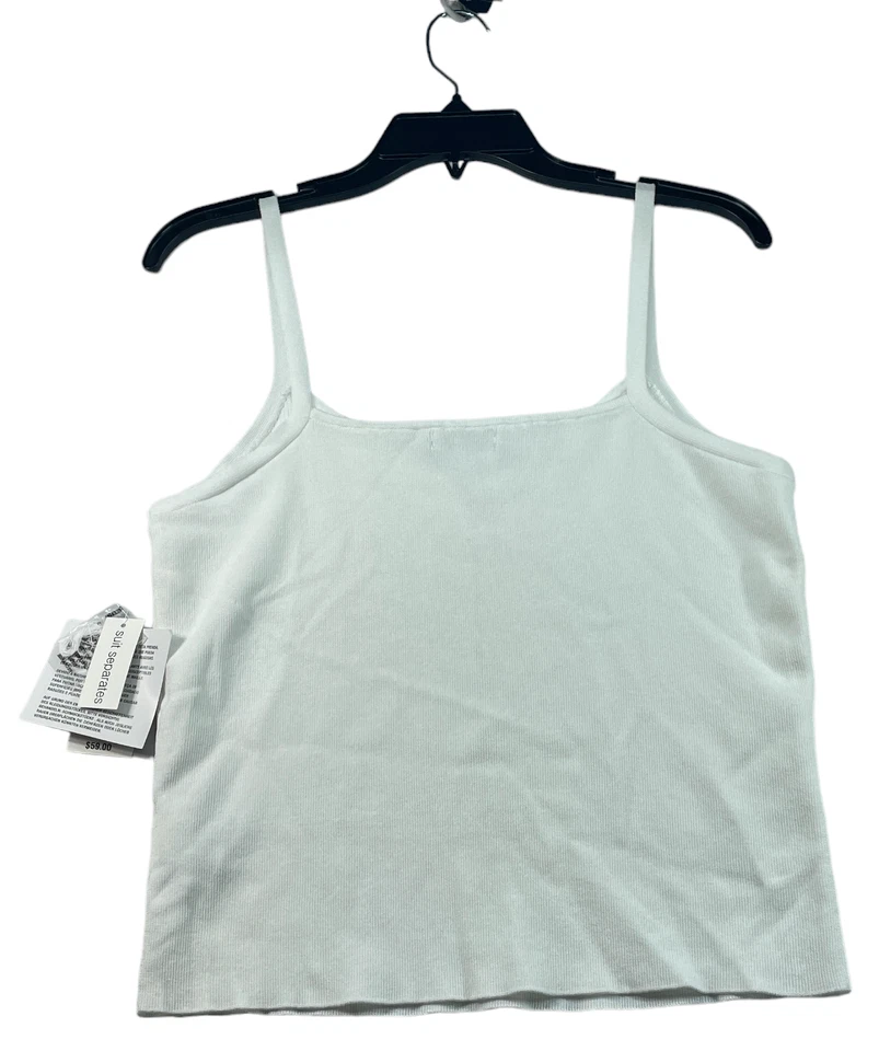 Bar III Tank Top Womens size Large White Ribbed Sleeveless Stretch Vneck New - Изображение 2 из 4