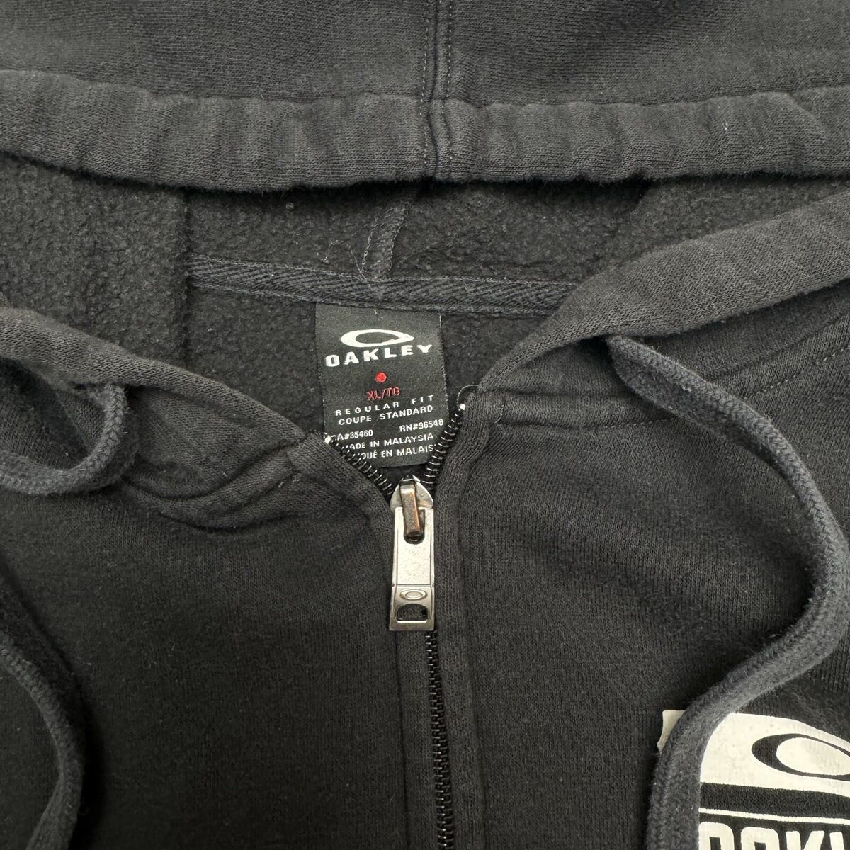 OAKLEY Men's XL Black Full Zip Hoodie Jacket California USA OAKLEY Men's XL Black Full Zip Hoodie Jacket California USA
