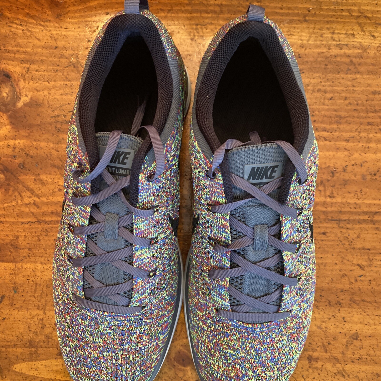 Size 11.5 Nike Flyknit Lunar 1+ I Multicolor Racer Grey Black Like Volt Air Max image 6