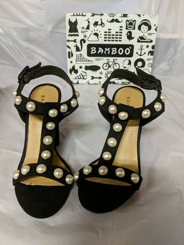 "NEW" BAMBOO Ladies Wedge Sandle Size 8 Black Encounter-90S ~ #197a - Picture 4 of 4