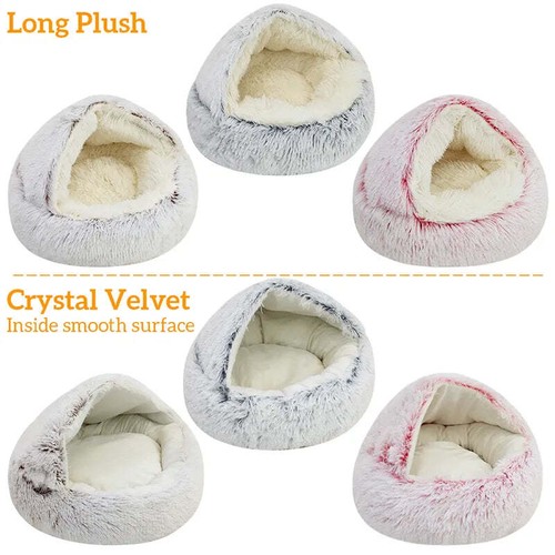 DECASSA Pet Bed Plush Nest Semi-Closed Mattress For Cats Small Dogs - Picture 23 of 28