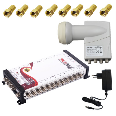 MK Digital 5/24 Multischalter, Multiswitch SAT Verteiler 5 auf 24 + Quattro LNB