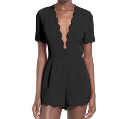 Nordstrom Storee Black Scallop Plunge 