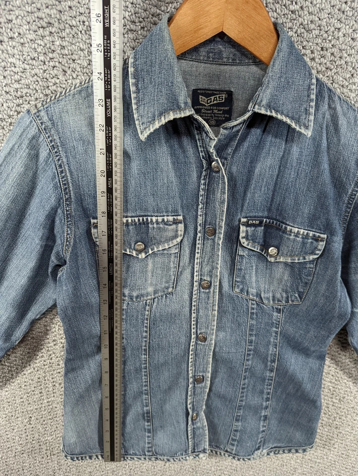 Chaqueta Camisa Chaqueta GAS Street Mood Para Mujer Vintage Retro Denim con Botones Talla XS Foto 4 de 4