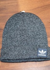 Adidas Originals OG Trefoil Knit Cuff Beanie Stocking Cap Hat Heather Gray White