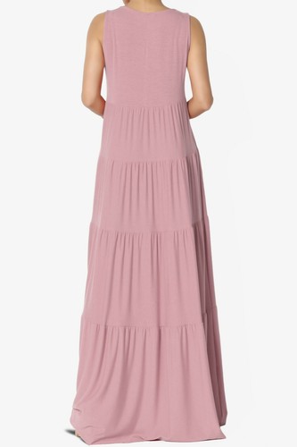 TheMogan S~3X Sleeveless Scoop Neck Tiered Jersey Relaxed Fit Long Maxi Dress - Picture 9 of 127