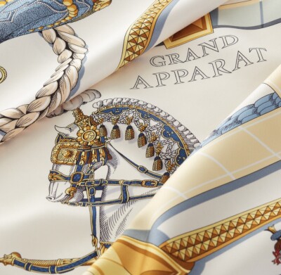 HERMÈS GRAND APPARAT スカーフ New Hermes Scarf Grand Apparat Forever 90 scarf 100% Silk Creme