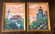 Paint By Number Set Of 2 New England Lighthouses Wood Frame 13.5  X 17.5  