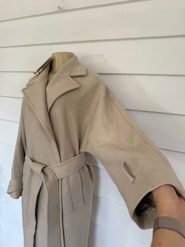 NWD ZARA Woman Manteco Beige Wool Blend W Belt Long Coat Size S 1470F *READ* - Picture 2 of 24
