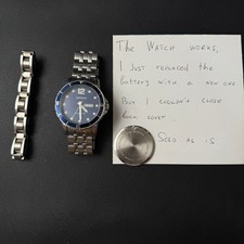 Armitron 20/5338SV Men's Silver Tone Watch  Bracelet Set BACK NOT CLOSING Jap