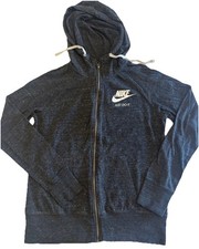 Nike Just Do It Jacket Womens Small Black/Gray Full Zip Hooded Sweatshirt Jacket