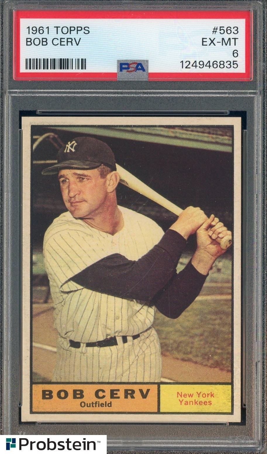 1961 Topps #563 Bob Cerv New York Yankees PSA 6 EX-MT