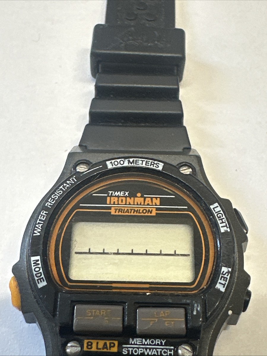 Vintage Timex Ironman Triathlon Watch Women's 32mm Black 8 Lap