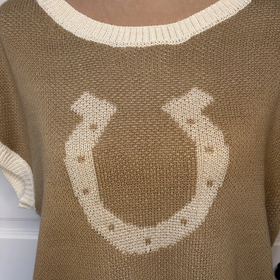 Suéter Top Herradura Para Mujer Talla Grande Cuello Redondo Tostado Neutro Azul Occidental Pimienta  Foto 2 de 4