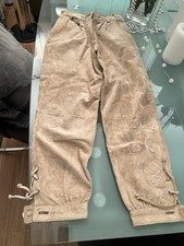 Damen Landhaus Leder Hose Träger Lederhose Trachten Wiesn Oktober Gr. 36