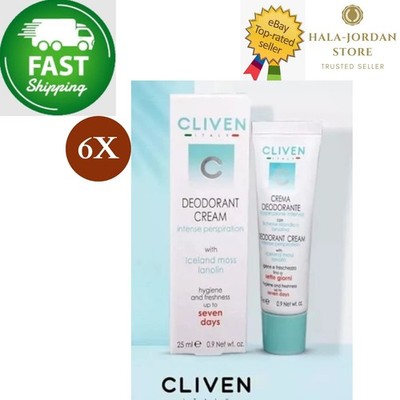 6 X Cliven 7 Tage Deocreme für intensiven Schweiß, 25 ml SCHNELLER VERSAND 