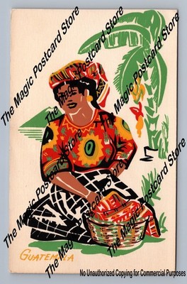Guatemala Indian Woman Vintage Adcraft Pochoir Print Postcard Cover 1950s
